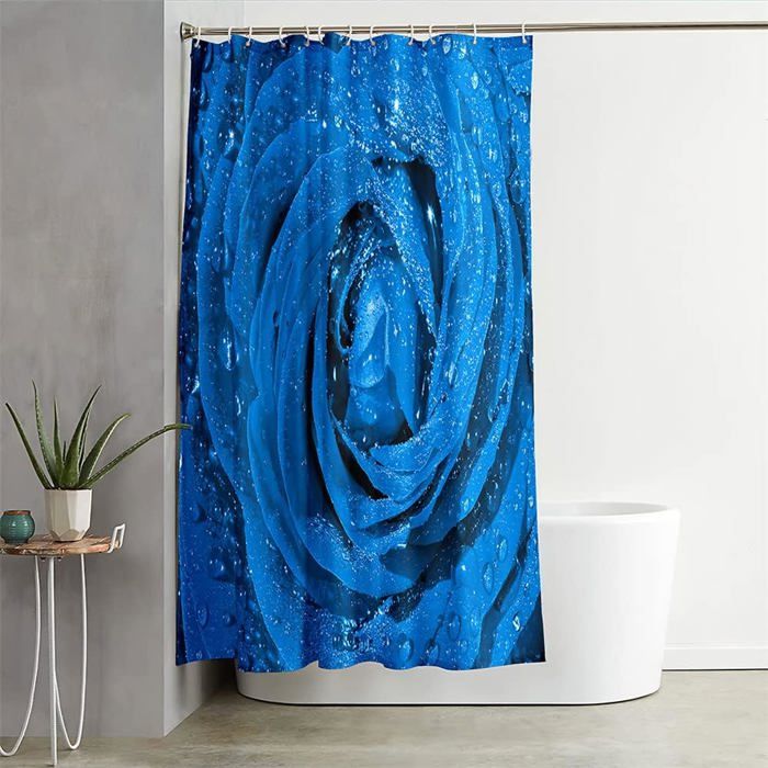 TODAY Rideau De Douche Gauffré Jacquard Utility Bleu - 180x200 Cm Polyester Avec Crochets - Élégant Et Pratique Pour Salle De Bain