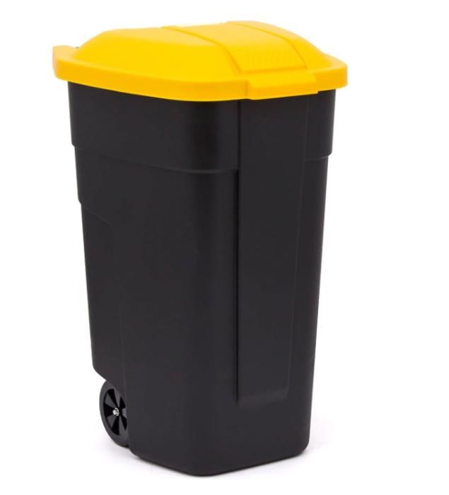 CURVER Poubelle avec Roues Noir/Jaune 110 l 214128 pour tri de dechets