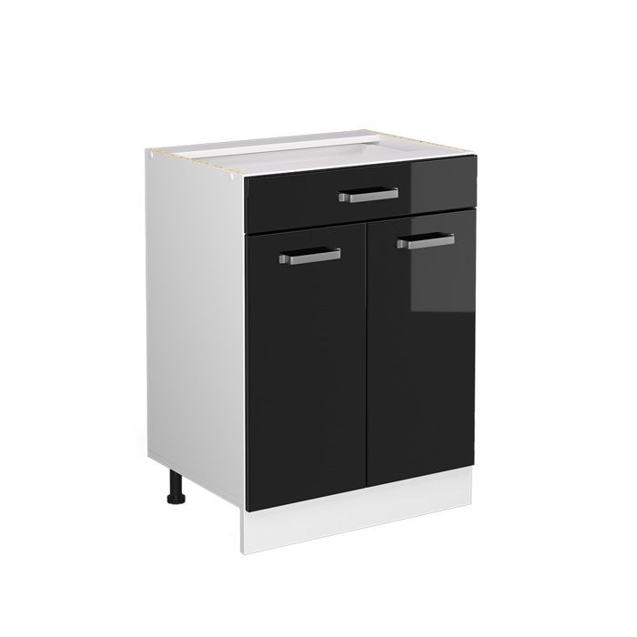 Meuble cuisine R-Line 60cm avec tiroir sans PT Noir Haute brillance/Blanc Vicco 41195 Meuble cuisine R-Line 60cm avec tiroir sans PT Noir Haute brillance/Blanc Vicco 41195