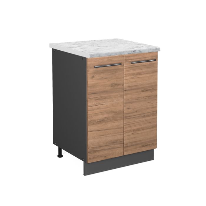 Meuble bas de cuisine Fame-Line 60cm PT Marbre Chêne de force doré/Anthracite Vicco 46522