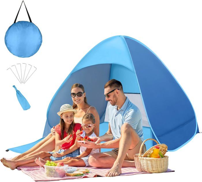 COSTWAY Tente Pop-Up Pliable 3 x 3 M avec 1 Mur Latéral - Protection Solaire UPF50+ - Sac à Dos Portable pour Camping , Blanc - Sport