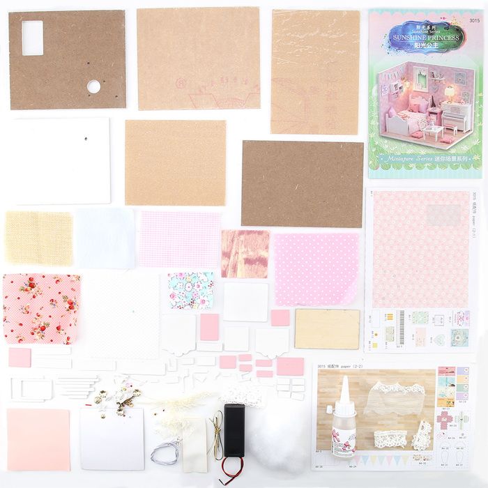 Maisons de poupées à faire soi-même maison de poupée miniature jouets en bois pour enfants cadeau danniversaire (rose)