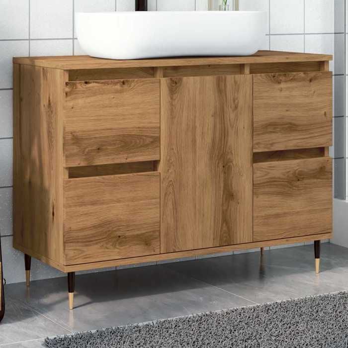 vidaXL Armoire de salle de bain chêne artisanal bois dingénierie armoire armoire de rangement de salle de bain armoire 857233