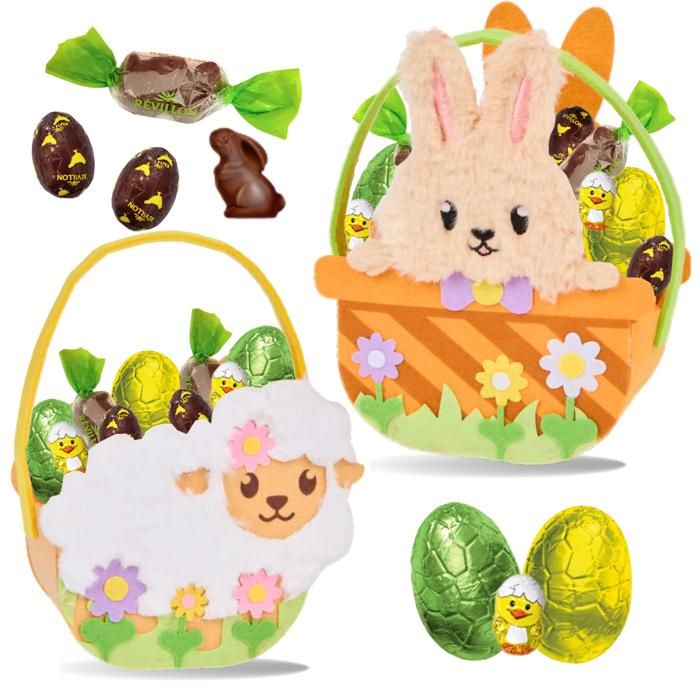 Lot de 2 Paniers Lapin & Mouton garnis de 35 Chocolats de Pques:  papillotes Rvillon, Poussin et ufs Rohan | Idal  Offrir - Cdiscount Au  quotidien