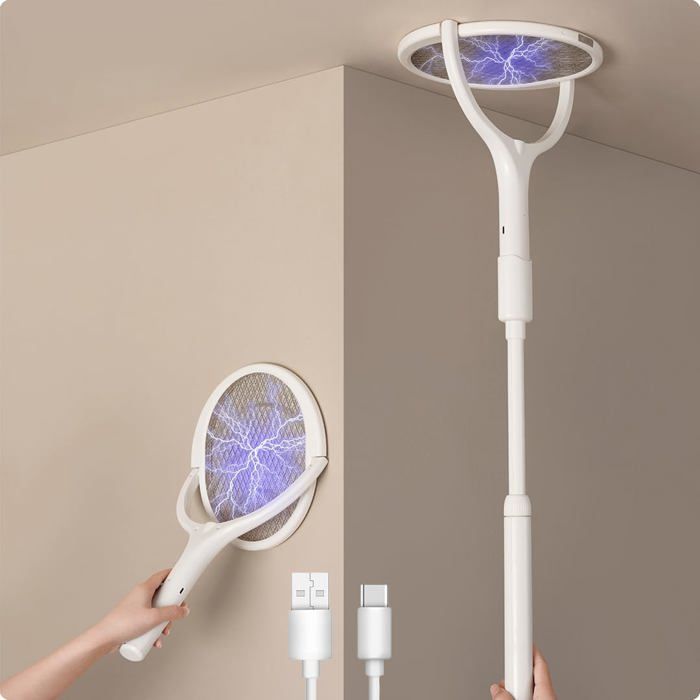 Tête Rotative Raquette Electrique Insectes Rechargeable