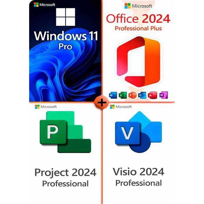 Pack Windows 11 Pro + Office 2024 + Visio 2024 + Project 2024 (NOUVEAU) – Livraison 2H par email – En téléchargement