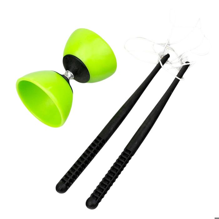 Luwecf Ensemble de diabolo triple roulement de qualité supérieure avec bâtons en métal, vert, 10,5 cm Luwecf Ensemble de diabolo triple roulement de qualité supérieure avec bâtons en métal, vert, 10,5 cm