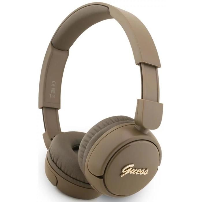 Casque sans fil Guess Script avec logo métal sur loreille – casque Bluetooth avec micro intégré son – GUBHV6SCW