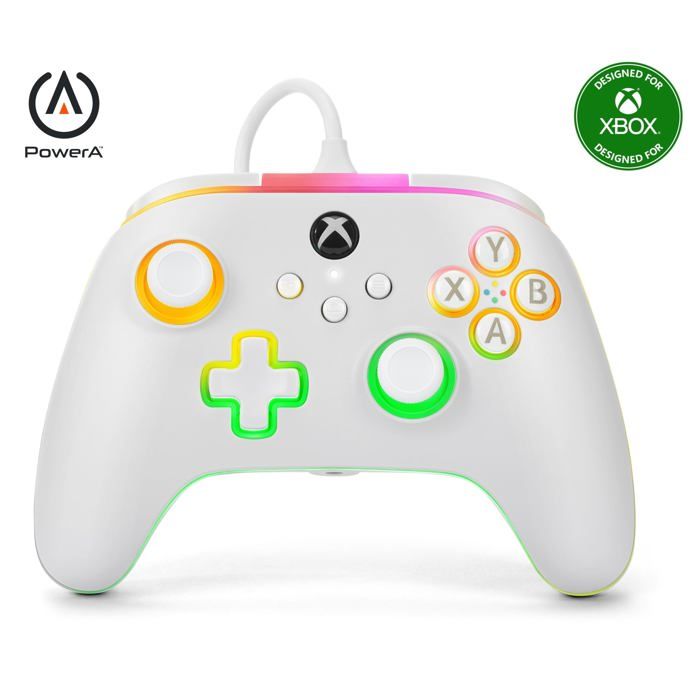 Manette de jeu - POWERA - XBGP0178-01 - Filaire - RGB Lumectra - Blanc