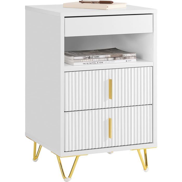 Table de Chevet - SoBuy - FBT168-W - 3 Tiroirs - Étagère - Blanc - L40xP40xH63 cm Table de Chevet - SoBuy - FBT168-W - 3 Tiroirs - Étagère - Blanc - L40xP40xH63 cm
