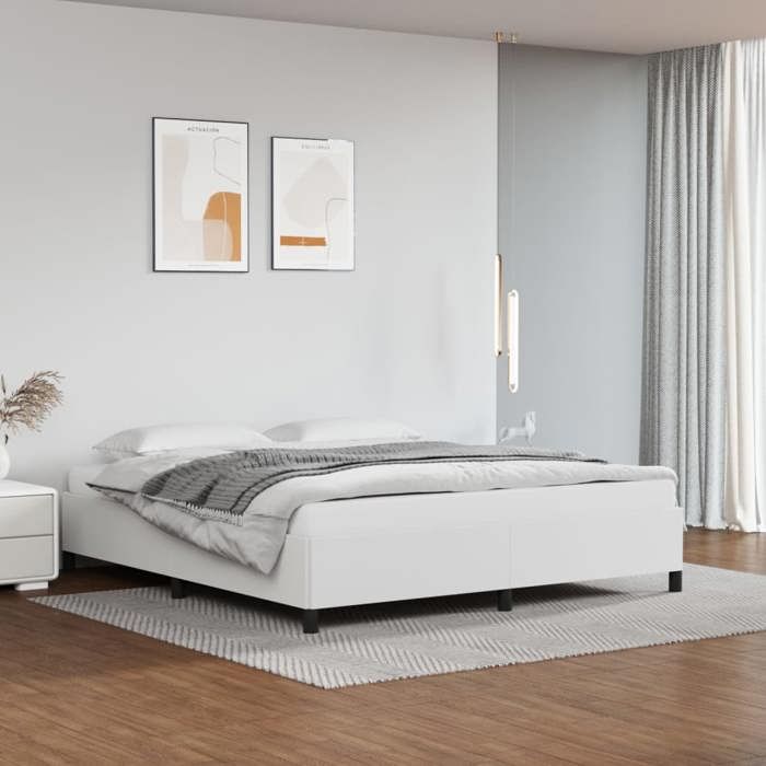 Bonne qualité - Cadre de lit sans matelas blanc 180x200 cm - haut de gamme - similicuir12899