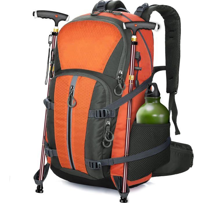 SAC À DOS DE RANDONNÉE - HENRVIEG - 40L Imperméable pour Homme et Femme Léger Voyage Trekking Camping - Orange