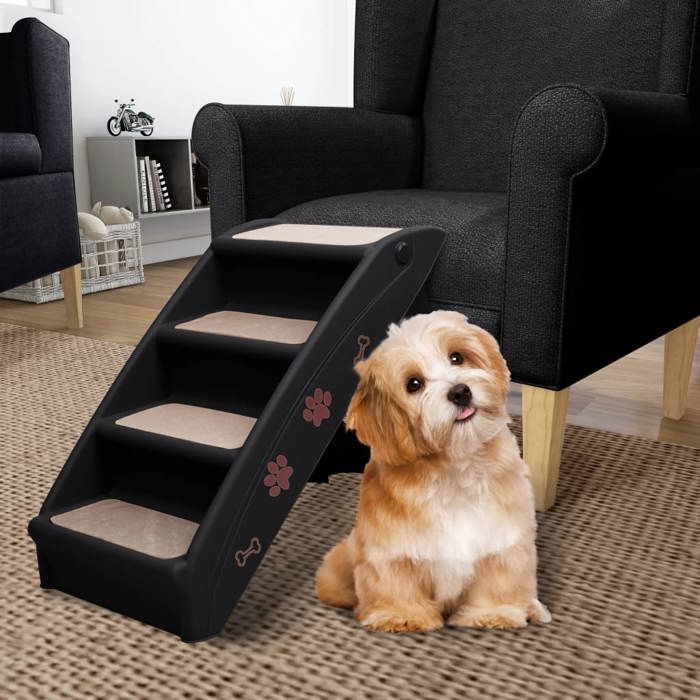 Escaliers pliables pour chiens - vidaXL - Noir - 62x40x49 5 cm - Pliable - Poids max. 75 kg - Pieds antidérapants