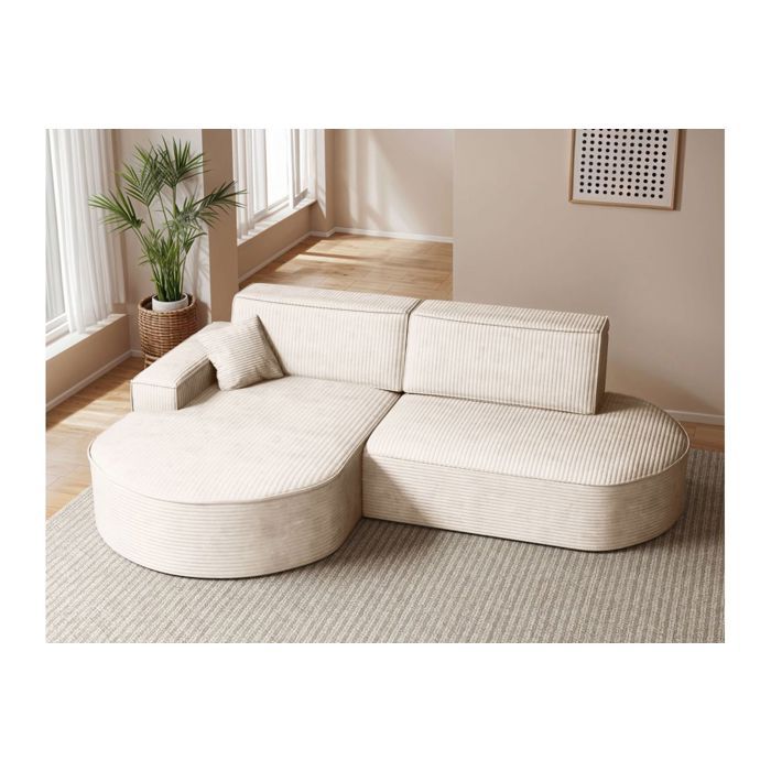 Canapé dangle gauche convertible 4 places MARLO en velours cotelé - Beige Canapé dangle gauche convertible 4 places MARLO en velours cotelé - Beige
