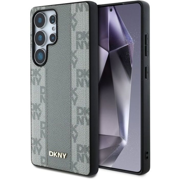 Coque - CG MOBILE - Samsung Galaxy S25 Ultra - Motif à carreaux - Cuir écologique taupe - Compatible MagSafe