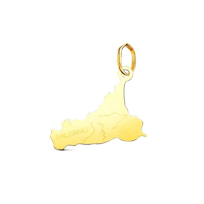 Pendentif en or 18 carats silhouette de lîle de Sicile (21 5 mm).