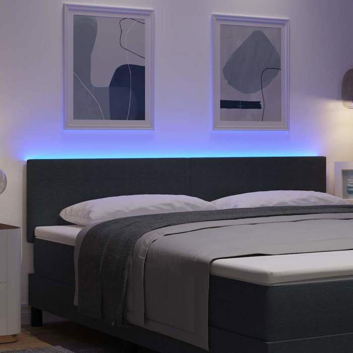 SALALIS - Tête de lit LED avec tête de lit Gris foncé 180 cm Polyester-W2203