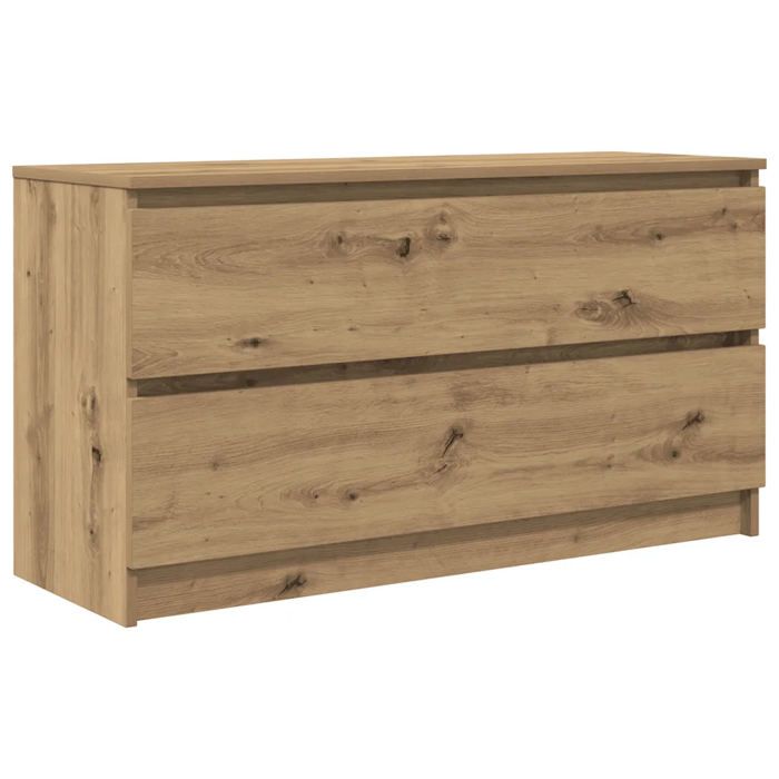 Meuble TV - HELLOSHOP26 - 100x35x54 cm - Chêne artisanal - 2 tiroirs spacieux - Bois dingénierie