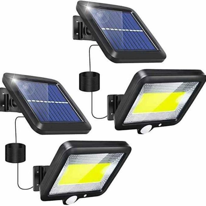 Lampes solaires dextérieur - Virex® - Lot de 2 - 100 LED - Détecteur de mouvement - Étanche IP65 - Sans fil - COB