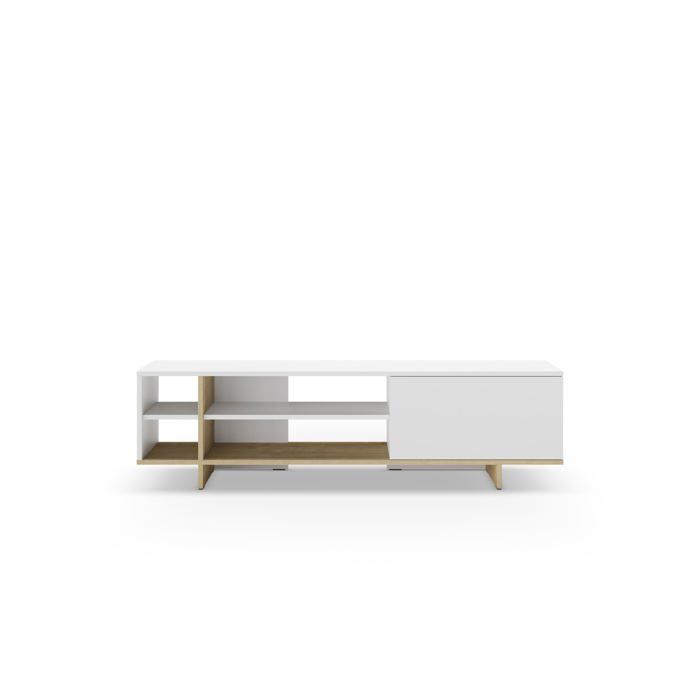 CALYO - Meuble TV 160cm en mélamine - Blanc CALYO - Meuble TV 160cm en mélamine - Blanc