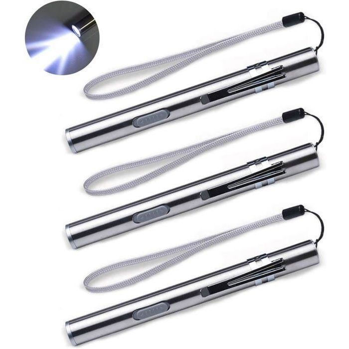 Lot de 3 lampes de poche pour infirmières lampe de poche LED rechargeable par USB pour étudiants et médecins