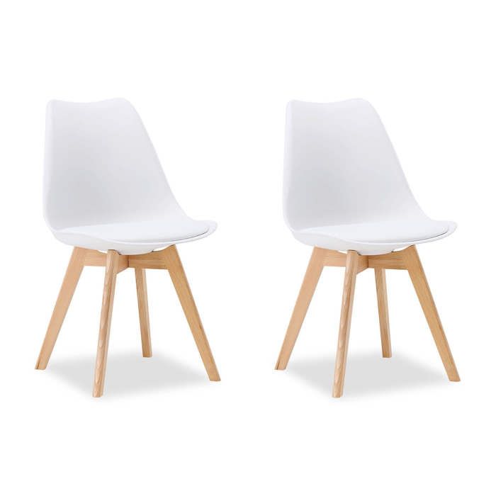 2 Chaises Blanche – Chaise Design en Plastique avec Pieds en Bois Chaises de Salle à Manger Moderne 2 Chaises Blanche – Chaise Design en Plastique avec Pieds en Bois Chaises de Salle à Manger Moderne