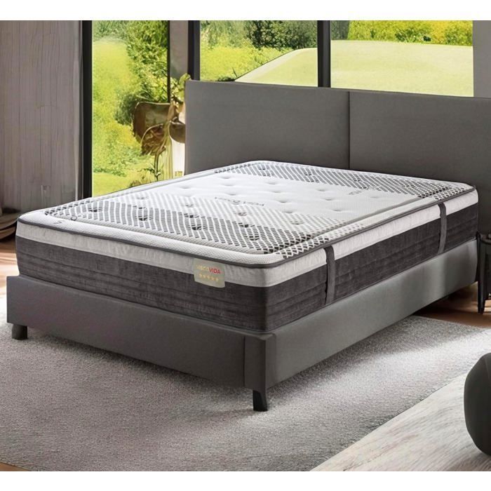 Matelas Mémoire de Forme Ferme – 27 cm – Noyau HR Haute Résilience – 7 Zones – Soutien Lombaire – Respirant (140x200)