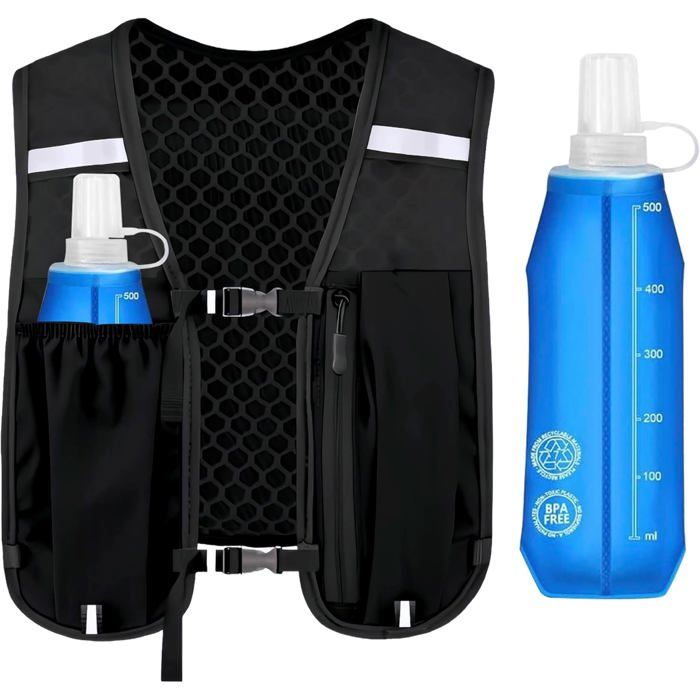 Gilet de course avec hydratation - Unbrand - Ultraléger 120 g - Gourde intégrée 500 ml - Sangles de poitrine réglables
