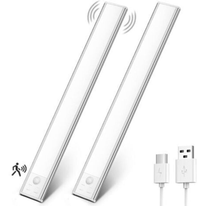 Lampe LED Rechargeable avec Détecteur Mouvement – 6000K Dimmable Sans Fil (2 Pièces 31 cm)