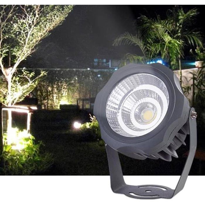 Spot LED Exterieur Lampes Paysage Rondes COB Haute Puissance AC 220V Lampes Darbre Étanches Ip67 Support Réglable À 180 °(10W)