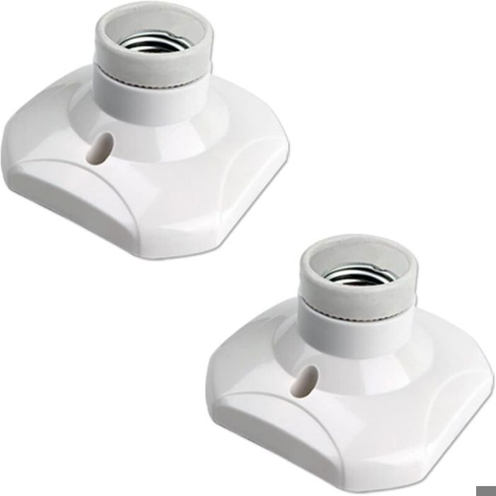 Lot de 2 Douilles E27 à Vis AC 230V Support dAmpoule LED en Plastique Culot E27 pour Plafonnier Lampe Murale et Éclairage