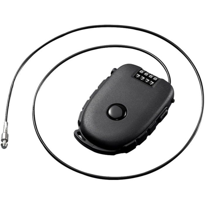 Antivol rétractable code 4 chiffres câble ABS acier inoxydable étanche pour casque moto vélo valise bagage.