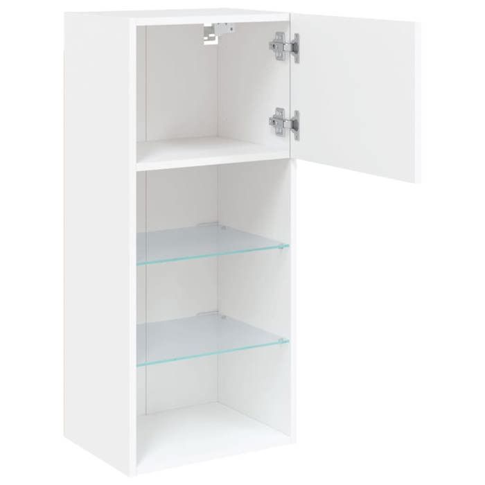 Meuble TV à LED - vidaXL - Armoire de Télévision/Banc TV - bois dingénierie et verre - blanc - 40 5 x 30 x 90 cm &FR44377