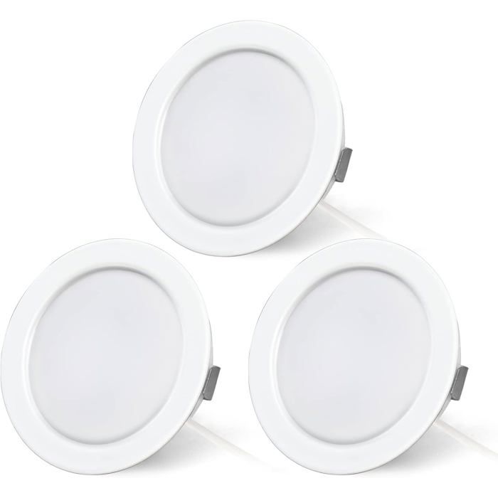 Lot de 3 spots LED encastrables 12 V extra plats 3.5 W 3000 K blanc chaud 300 lm dimmables placard