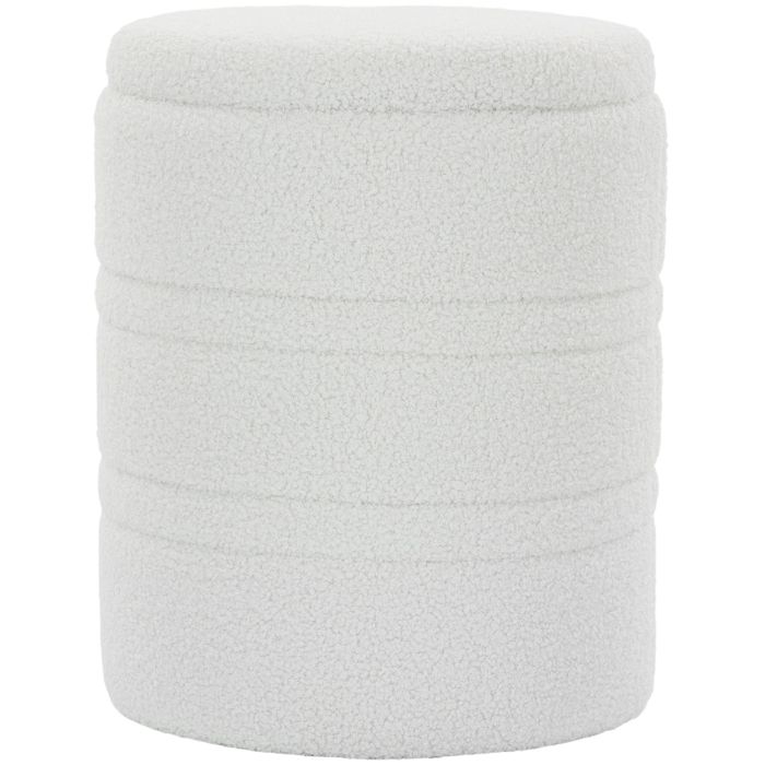 Tabouret de rangement - Blanc - Tissu Sherpa doux - Rangement caché 33 L - Dimensions 36.5x36.5x46.5 cm