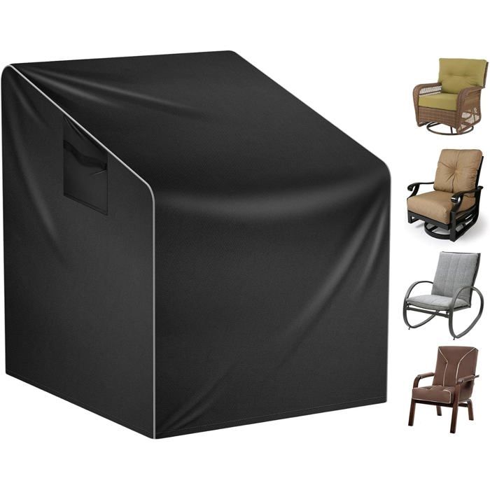 Housse fauteuil de jardin imperméable 100 x 85 x 75 cm - protection chaise extérieur en Oxford 210D noir résistant UV
