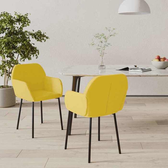 Meilleure MEUBLE Chaises à manger lot de 2 Jaune Velours&01_7627