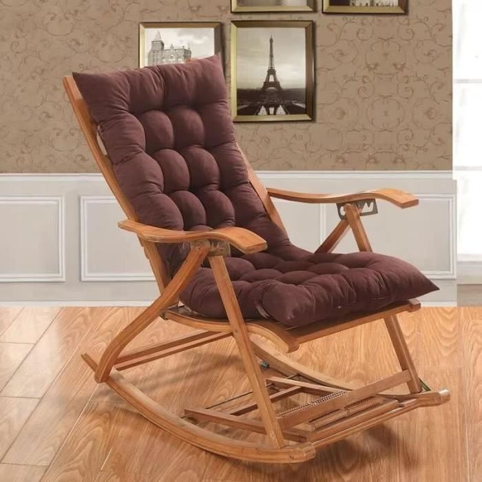 Coussin épais pour fauteuil à bascule 110 x 40 cm couleur café confort jardin