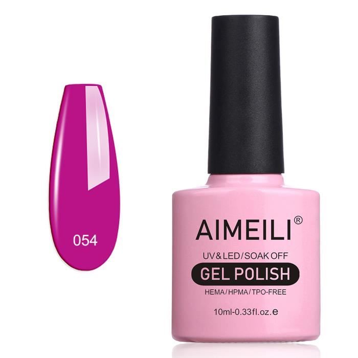 AIMEILI Soak Off UV LED Vernis à Ongles Gel Semi-Permanent - Neon Purple Grape (054) 10ml