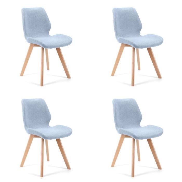chaises de salle à manger en tissu akord sj.0159 bleu - akord - lot de 4 - elégance - chic - salle à manger