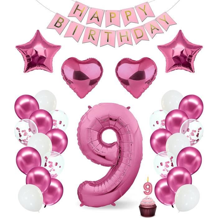 Decoration D Anniversaire 9 Ans Rose I 9e Anniversaire Fille I Decoration De Fete Ballons Roses 9e Anniversaire I Happy Birthd 695 Cdiscount Maison