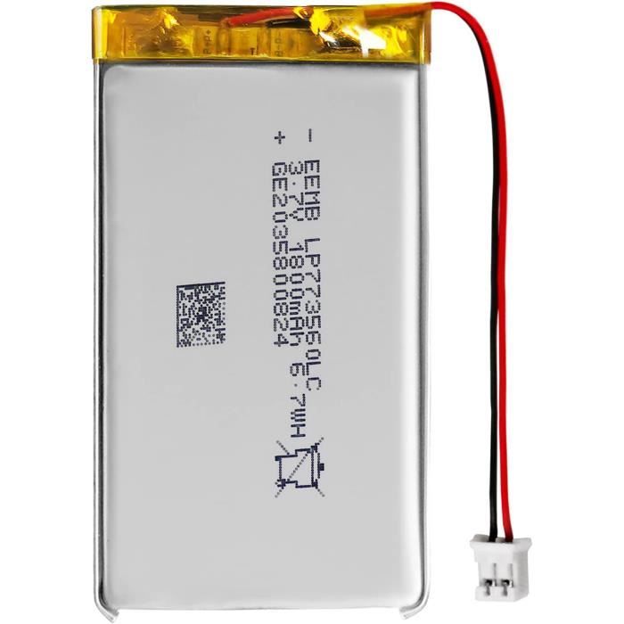 Piles Rechargeables - Eemb Batterie 3.7v 1800mah Lp773560 Lipo Rechargeable Connecteur Jst Assurez Vous Que Polarité L appareil C