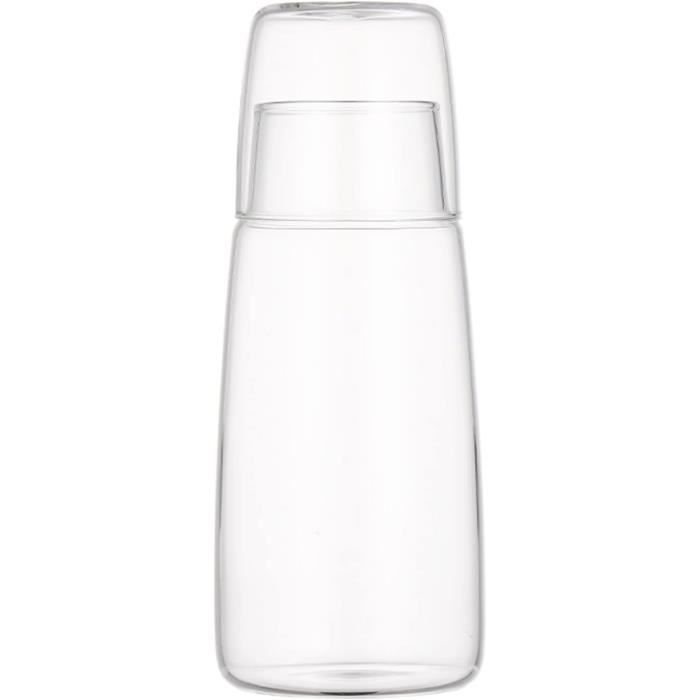 Blanketswarm Ensemble carafe à eau de chevet et verre 500 ml Tasse à bain de bouche Carafe en verre avec couvercle Carafe à lait en verre transparent Pour table de chevet, table
