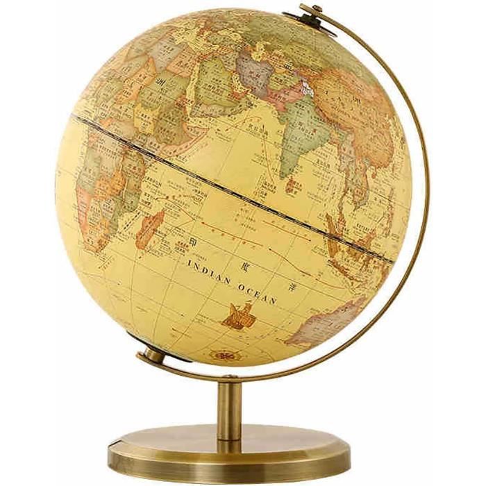 Globe Rotation 360 Globe Terrestre TOPGLOBE 30cm - Rotation 360° Support Métal Éducatif Cadeau Géographie Anglais
