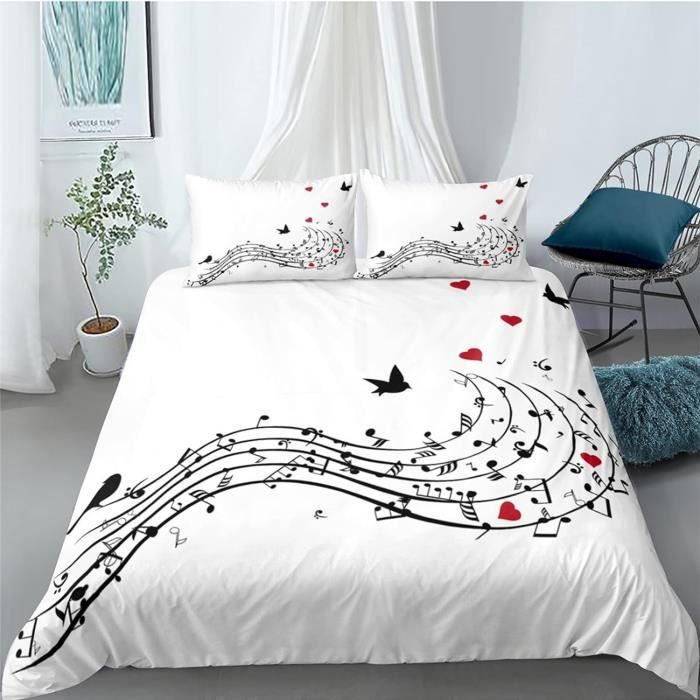 QEODAH Housse De Couette 140x200 Note De Musique - Parure De Lit 1