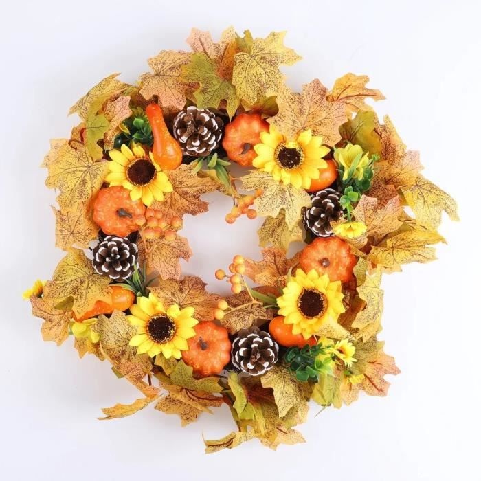 EJ.life Couronne Automne 50CM Pour Porte D'Entrée Décoration De Récolte