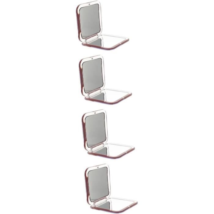 Miroir De Maquillage Compact Portable Rouge - Grossissant X2, Cuir Synthétique