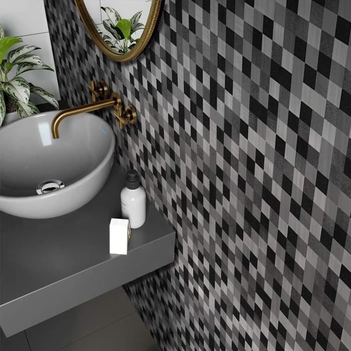 Hode Lot De 10 Carreaux De Sol Adhésifs PVC – Gris 30x30 Cm – Autocollants Lavables Pour Cuisine, Salle De Bain