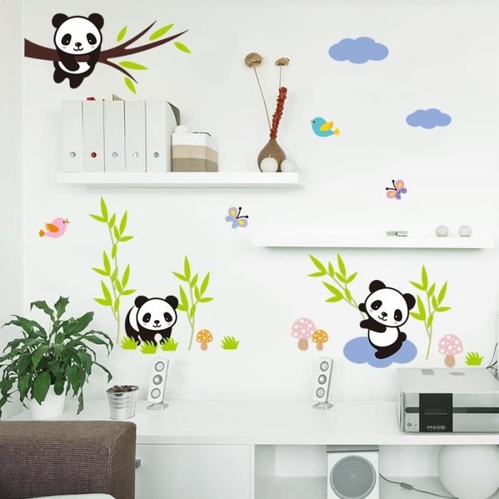 Stickers Enfants Panda pour un Décor Mural de Chambres Bébé et Enfant