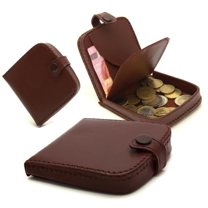 Porte Monnaie Cuvette Cuir de Vachette Homme Femme Noir Marron
